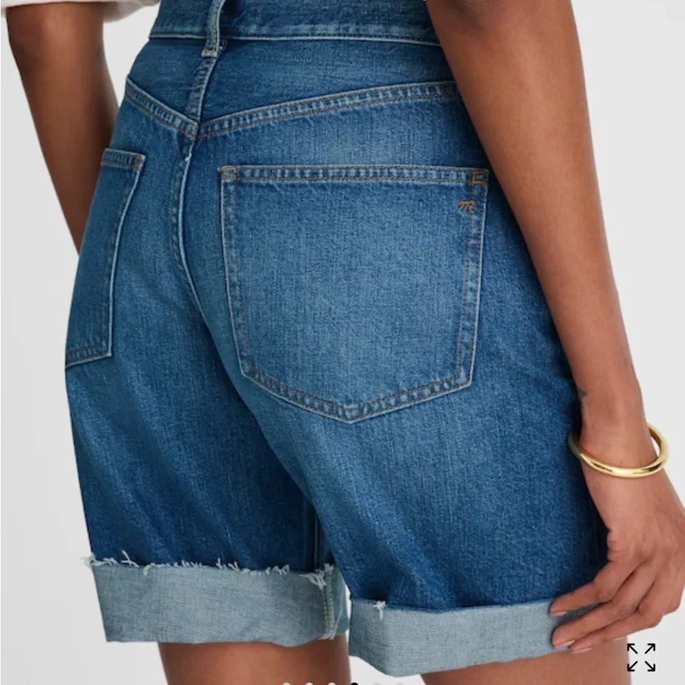 Madewell mifflin wash Long Baggy Cuffed Jean Shorts in Mifflin Wash